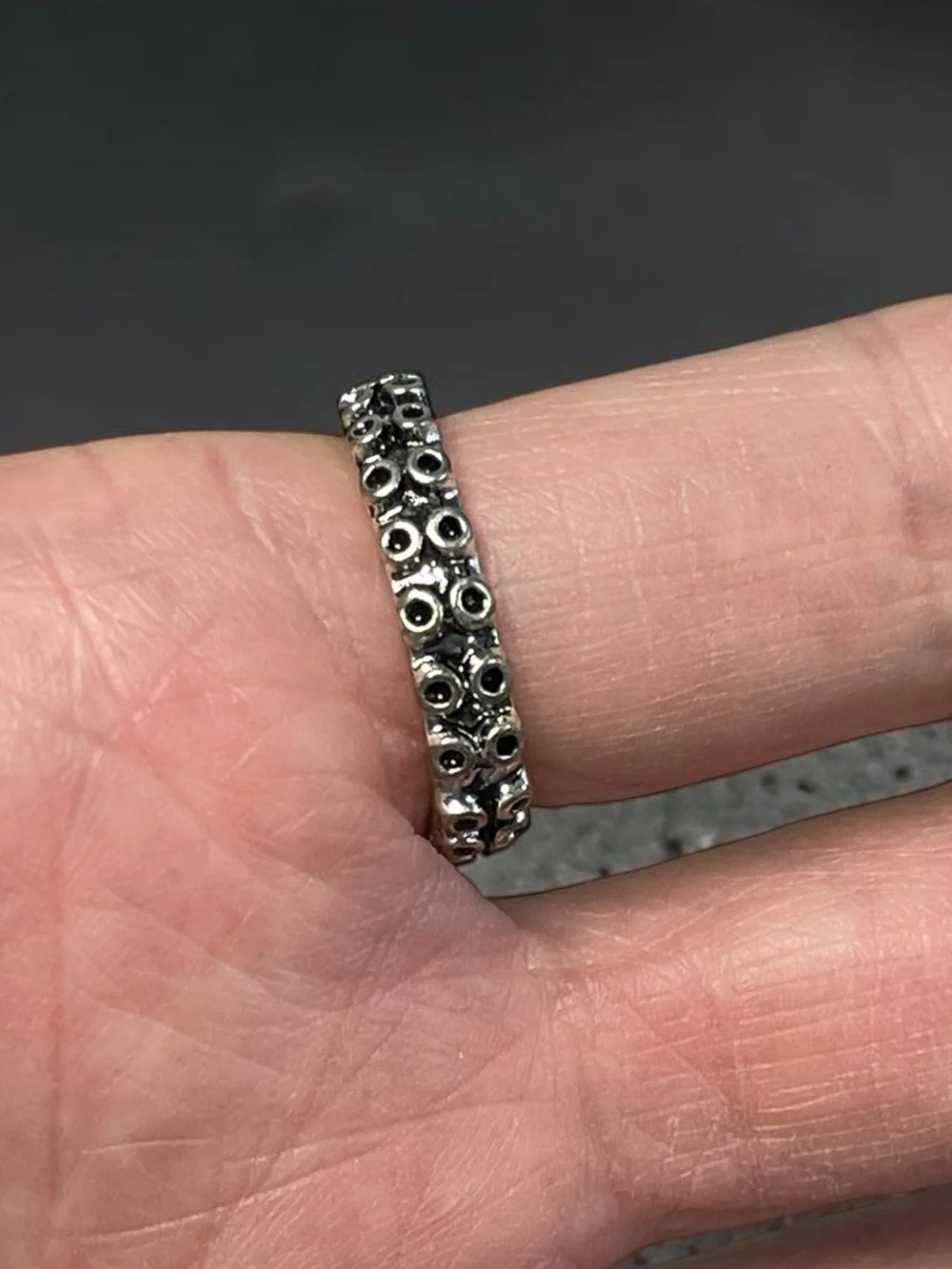 Silver Tone Octopus Tentacle Wrap Ring Textured Statement Ring Size 7.25